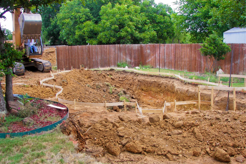 California Custom Pools excavates ground for new pool