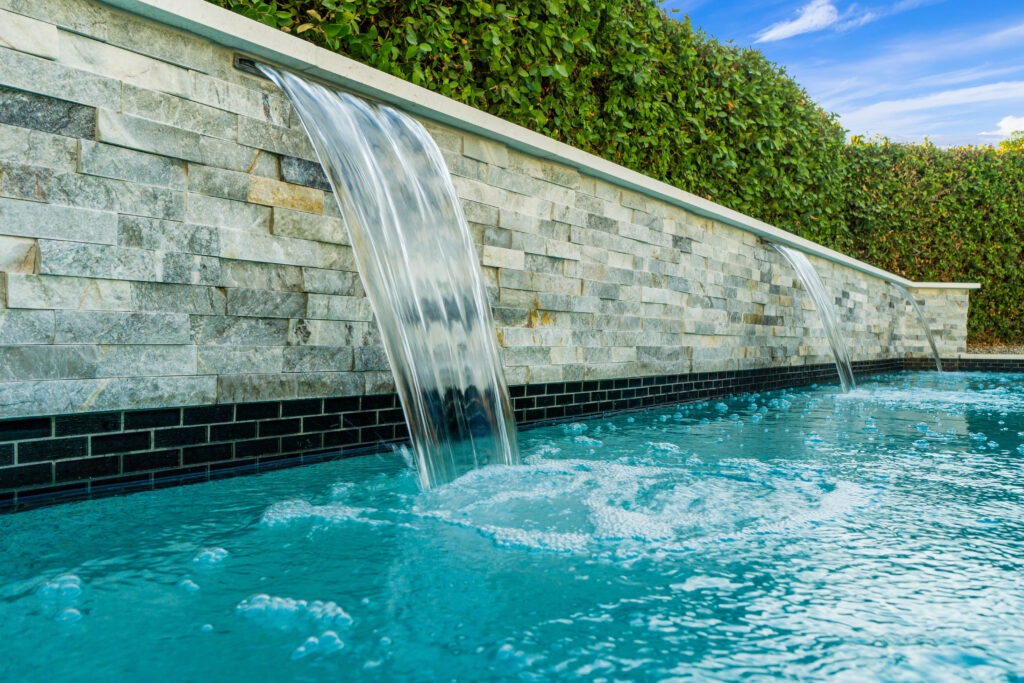 California custom pool with cascading water feature